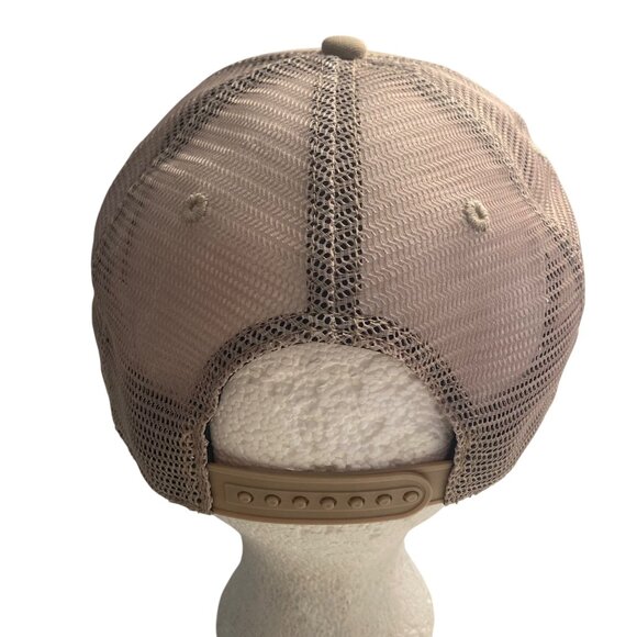 Carhartt Khaki Mesh Snapback Trucker Hat Logo Patch Cotton Blend Beige Black Cap - Picture 4 of 10
